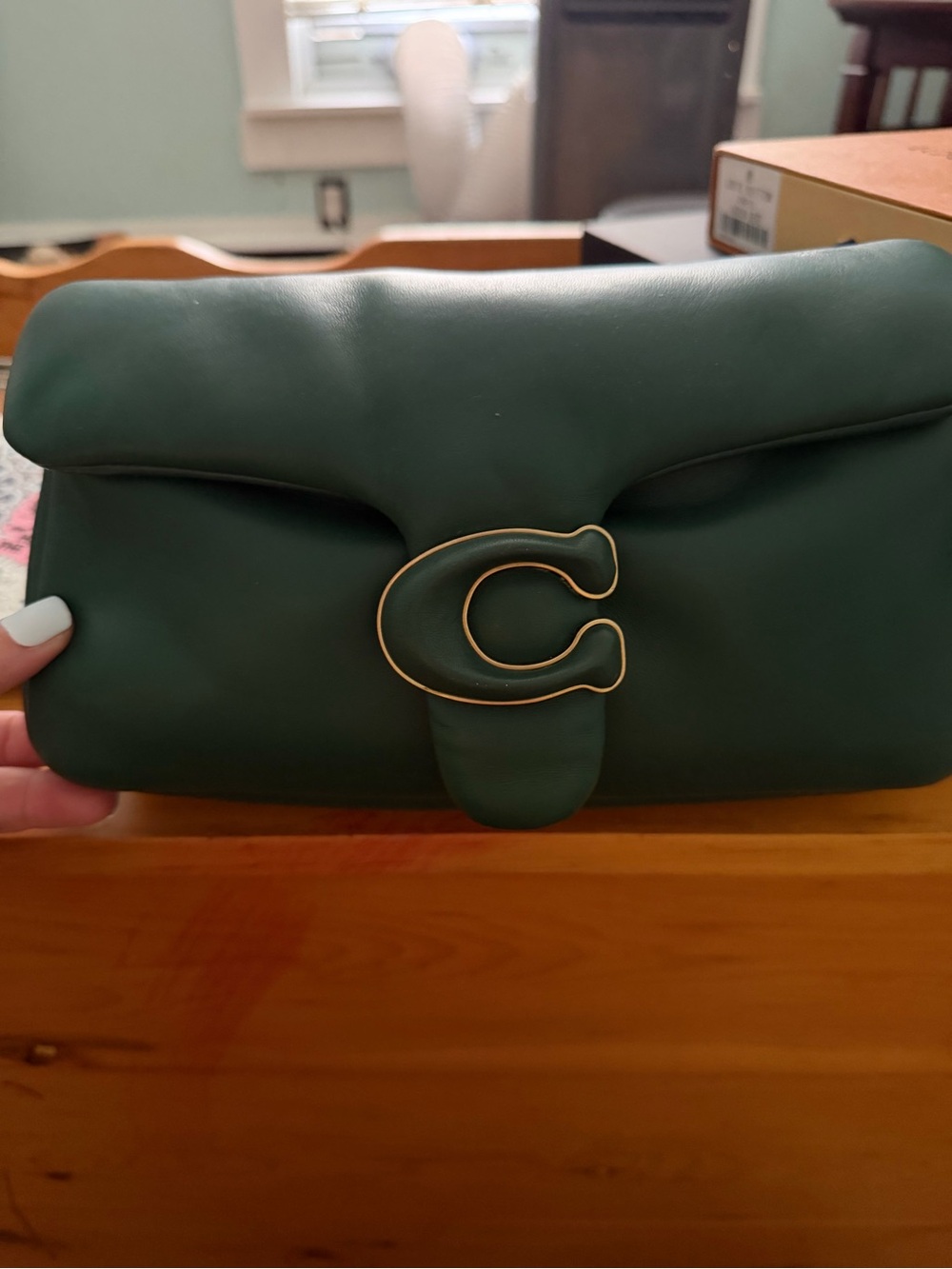 Authentic Coach Dark Green Tabby with Gold Hardware